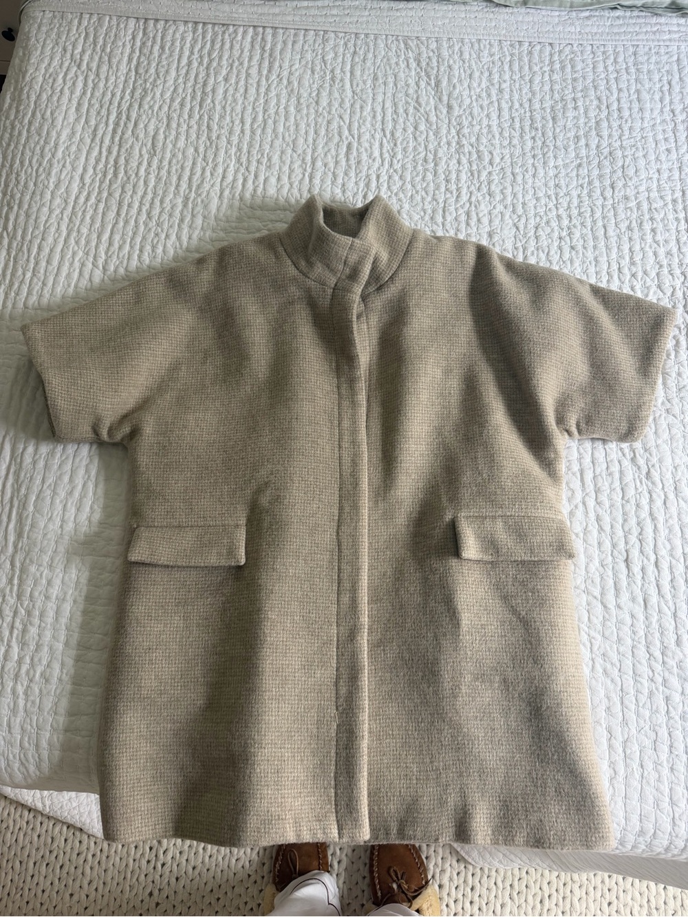 Emerson Fry Beige Short-Sleeve Wool Pea Coat